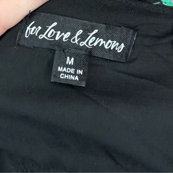 For love and Lemons Robin Floral Black Linen Tie Straps Mini Dress Size M - Picture 5 of 7